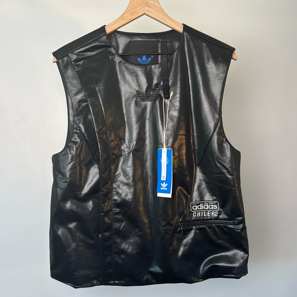 NWT Adidas Originals Chile 62 Faux Black Leather Vest
